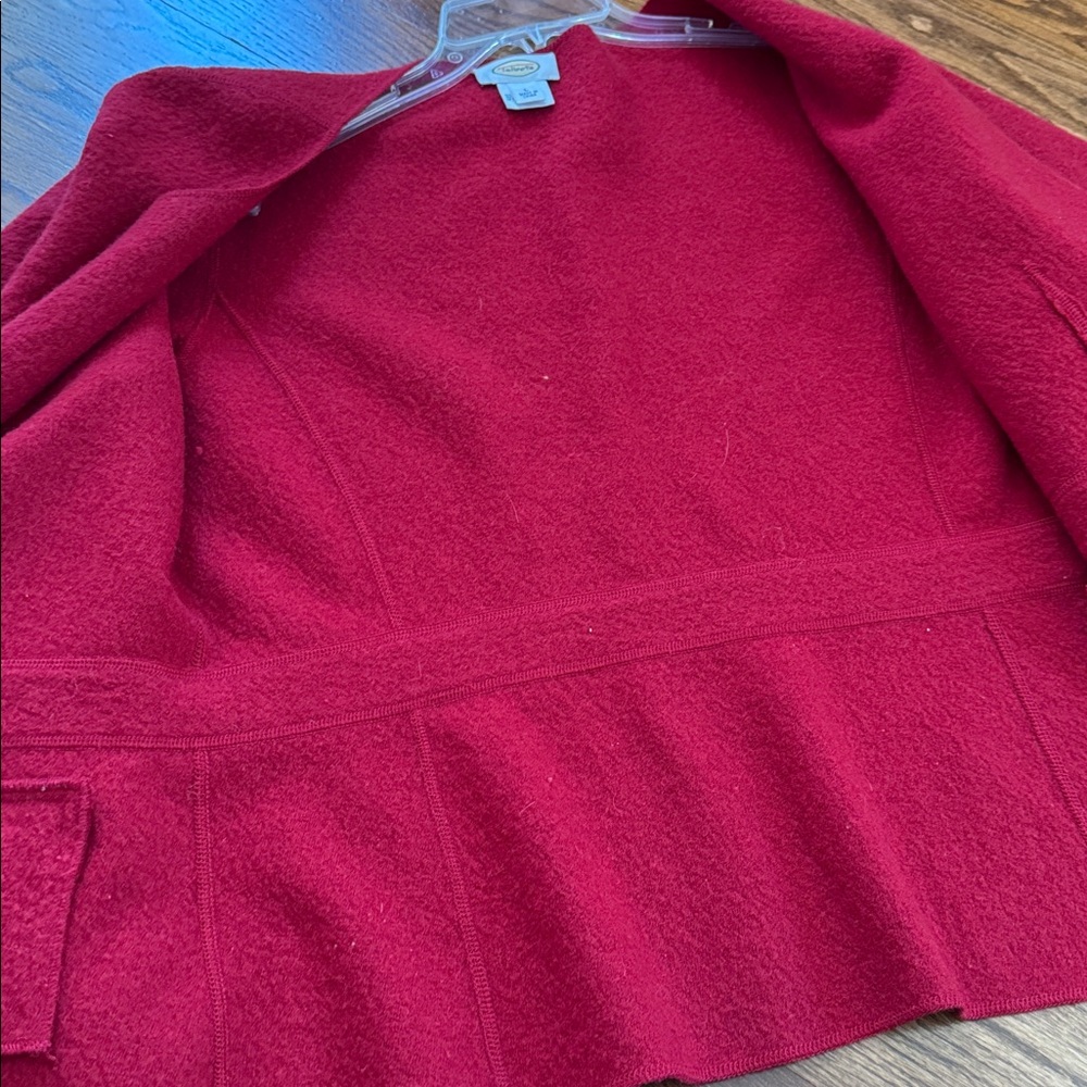 Talbots Red Open-Front Wool Blazer Jacket - Picture 7 of 8
